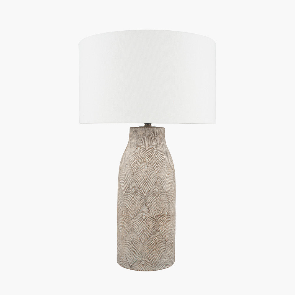 Palawan Stone Grey Feather Stoneware Table Lamp - Base Only